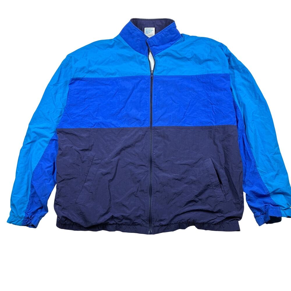 Vintage 80s Cheetah Mervyns Jacket Mens XL Blue Color Block Zip Up Windbreaker